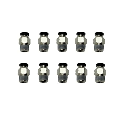 PNEUMATIC Push to Connect Fitting 3/16 Inch Tube OD x 1/8 NPT Thread Male Straight Connector Air Fittings Black PC3/16-N1(Pack of 10) - color: Black, size: 0.188" OD x 0.125" MNPT
