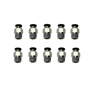 PNEUMATIC Push to Connect Fitting 3/16 Inch Tube OD x 1/8 NPT Thread Male Straight Connector Air Fittings Black PC3/16-N1(Pack of 10) - color: Black, size: 0.188" OD x 0.125" MNPT
