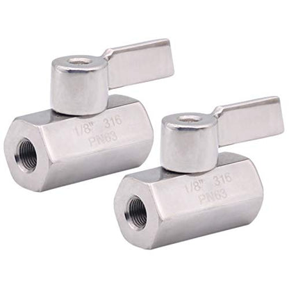 DERNORD Stainless Steel Mini Ball Valve 1/8 Inch NPT Thread Female (Pack of 2) - size: 1/8 Inch, style: Pack of 2