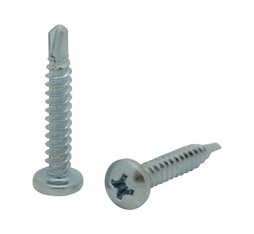 BCP Fasteners Zinc-Plated Pan Head Sheet Metal Screws, 100 Pack - size: #10 x 1"