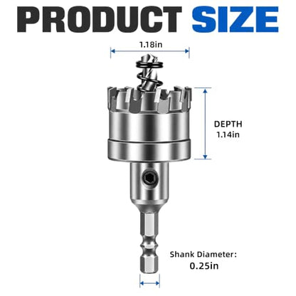 TCT Hole Saw 30mm Hex Shank Metal Hole Cutter - size: 30mm