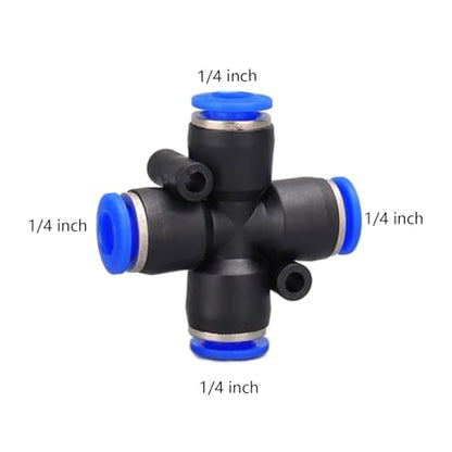 4 way1/4 OD Push to connect Fittings,push to connect air fittings, 4-way air line push connectors (5 Pcs) - size: 0.25 Inch, style: 4 way Union