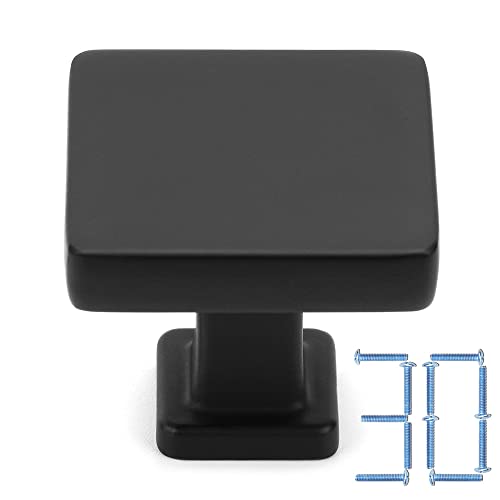 KOOFIZO 30 Pack Matte Black Cabinet Knobs, Square Single Hole Pulls K08 - color: Black, size: Knob 1 - 30Pcs, style: Modern