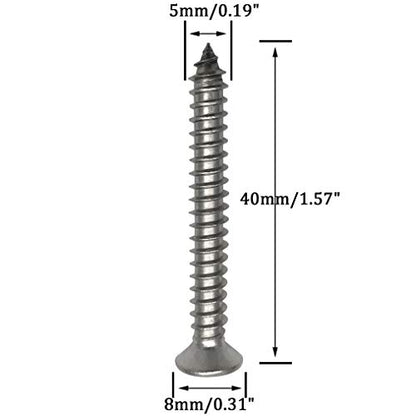 5 x 40mm Screw, Flat Head, Phillips Drive, Self Drilling, 304 Stainless Steel Drywall Wood Screws 50Pcs - size: 5 x 40mm