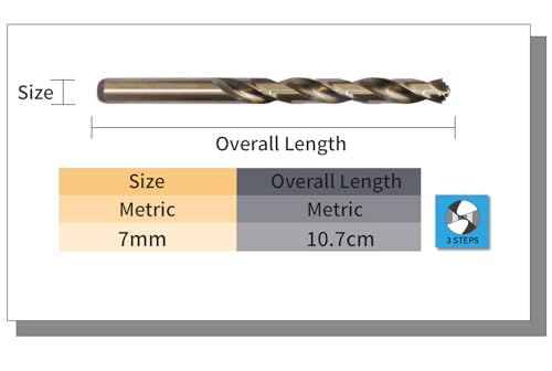 Metric M42 8% Cobalt Drill Bits for Stainless Steel and Hard Metal (7mm x 3pcs) - size: 7.0mmx3pcs
