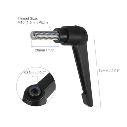 uxcell 2pcs Clamping Lever Handles, M10 x 28mm 304 Stainless Steel Threaded Male Stud, Adjustable Handles Locking Quick Release Ratchet Push Button Bolt Knobs, Black - size: M10 x 28mm