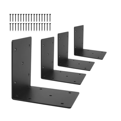 6x6x5 Heavy Duty L Brackets 4-Pack, Steel Brace Connector for Wood - size: 6''X6''X5'' 4P