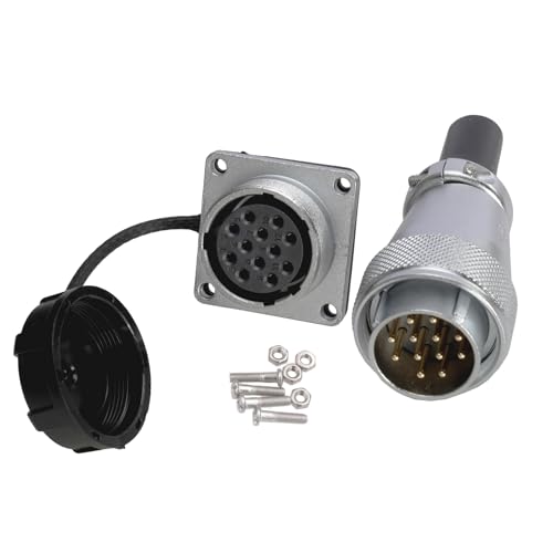 WS24 12 Pin Aviation Circular Power Electrical Connector 10A Male Cable Plug + Female Panel Socket Dustproof Industrial Metal Shell - size: 12 pin 10A