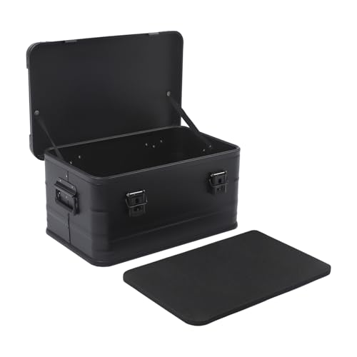 Aluminum Truck Tool Box 23*15*11 in, 50L Portable Large Storage Box with Lid Waterproof Toolboxes Storage Bin, for Pickup Truck, Trailer, RV, Fishing, Shopping, Camping, Picnic (Black, 50L) - color: Black, size: 50L