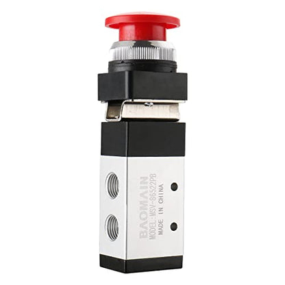 Baomain Pneumatic Mechanical Valve MSV-86522PB 1/4"PT 2 Position 5 Way Momentary Mushroom Button - size: Red Mushroom (5-Way)