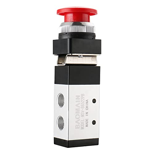 Baomain Pneumatic Mechanical Valve MSV-86522PB 1/4"PT 2 Position 5 Way Momentary Mushroom Button - size: Red Mushroom (5-Way)