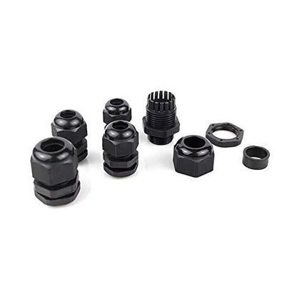 EZFIT Long Threads Cable Gland 10 Pack Plastic Waterproof Adjustable 3-13mm Cable Connectors PG7 PG9 PG11 PG13.5 PG16 Cable Glands Joints With Gaskets Enough Thread (Long Thread)
