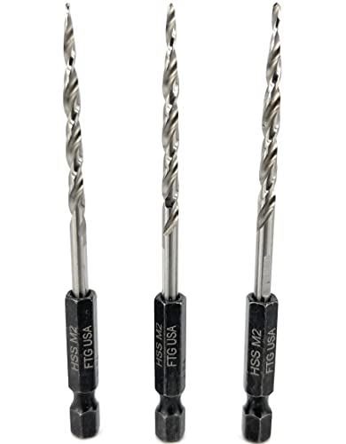 FTG USA 3Pc #6 (9/64") Replacement Countersink Drill Bit Set Tapered Bits - size: #6 (9/64"), style: 3 Bits w/o cutter