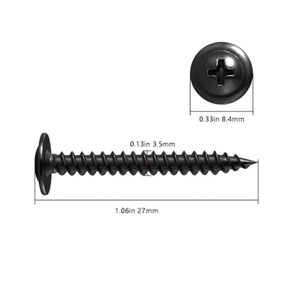 Wensilon（350 pcs）#6×1" Phillips Truss Head Wood Screws Black Galvanizing Quick Metal Self Tapping. - color: Black, size: #6×1"