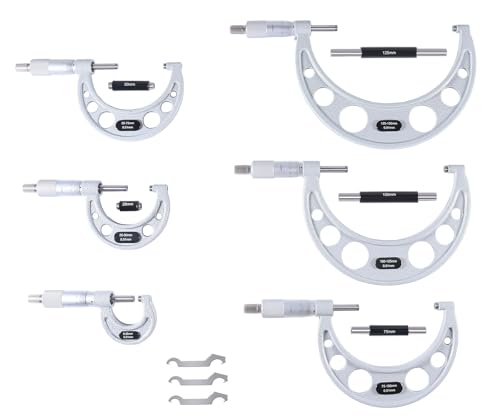 Accusize Industrial Tools 0-150 mm Precision M-Type Metric Outside Micrometer 6 Pc Set, Eg00-9150 - size: 0-150mm 6pc/set
