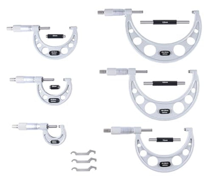 Accusize Industrial Tools 0-150 mm Precision M-Type Metric Outside Micrometer 6 Pc Set, Eg00-9150 - size: 0-150mm 6pc/set