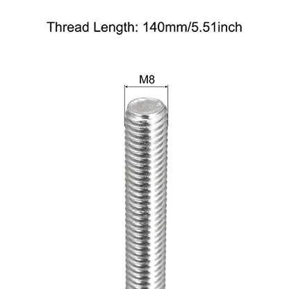 MECCANIXITY Fully Threaded Rod M8x140mm 1.25mm Thread Pitch Right Hand Rods - size: M8 x 140mm