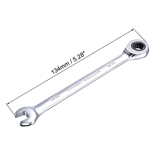 uxcell 9/32 Inch Ratcheting Combination Wrench SAE 72 Teeth 12 Point Ratchet Box Ended Spanner Tools, Cr-V - size: 9/32"