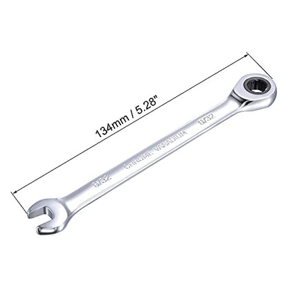 uxcell 9/32 Inch Ratcheting Combination Wrench SAE 72 Teeth 12 Point Ratchet Box Ended Spanner Tools, Cr-V - size: 9/32"