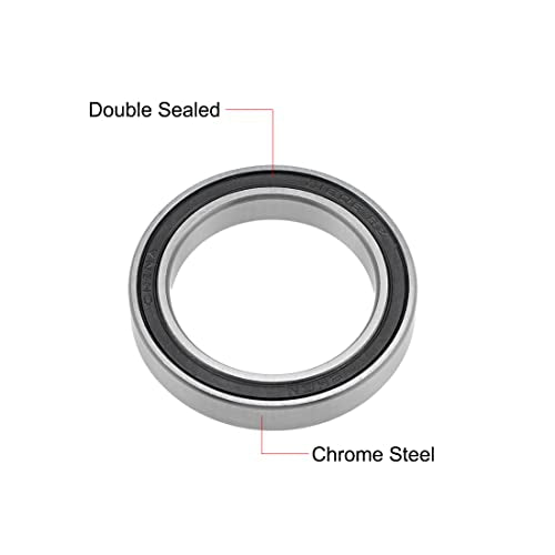 uxcell 6806-2RS Deep Groove Ball Bearings 30mm Inner Dia 42mm OD 7mm Bore Double Sealed Chrome Steel Z2 2pcs - size: 30x42x7mm