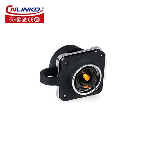 CNLINKO LP-20 Industrial Waterproof Connector IP68 Circular Connector Quick Plugging Aviation Connector Anti-Interference Shell Fast Release Connector M20 2-12 Pin Flange Socket (3 Pin) - size: 3 PIN, style: Yellow/4-Hole Socket
