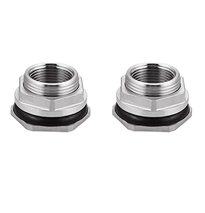 Bulkhead Water Tank Fitting,3/4" NPT Female Thread,304 Stainless Steel Thru-bulk Fitting(2 Pcs) - size: 3/4"NPT