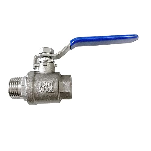 1/2" Male to Female Thread Full Port Ball Valves NPT 304 Stainless Steel for Water Oil Gas WOG1000 - size: 1/2 Inch