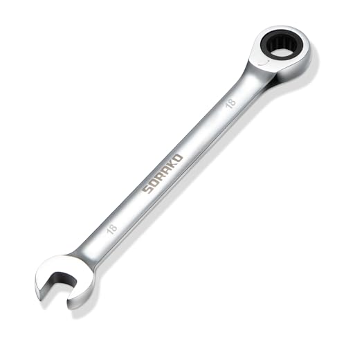 SORAKO 18mm Ratcheting Combination Wrench, Chrome Vanadium Steel Gear Wrench, Industrial Grade Cr-V Steel Gear Spanner, Household Garage Tools(Metric) - style: 1-18mm Metric