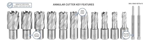 Accusize Industrial Tools HSS Annular Cutter, N10 - size: 7/16" to 1-1/16", 1" Cutting Depth, style: Styling Strong Case