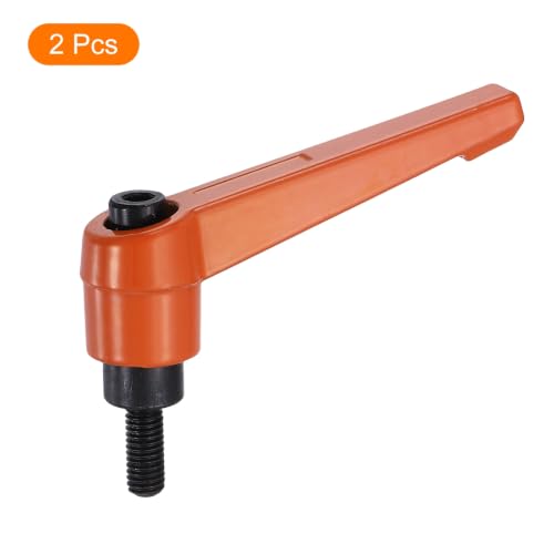 uxcell Clamping Lever Handles for Lathe, M5x12mm Male Thread Orange 2Pcs - size: M5x12mm