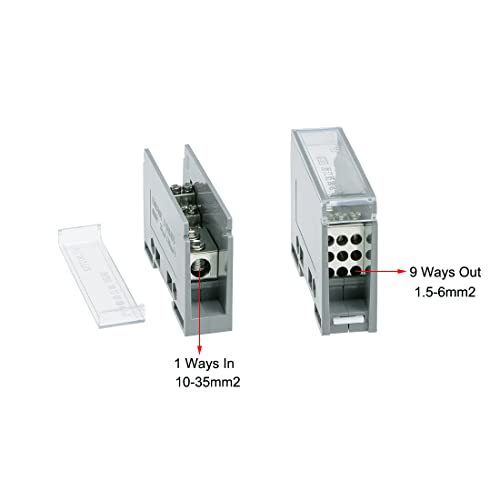uxcell 1 in 9 Out DIN Rail Terminal Blocks 690V Connectors