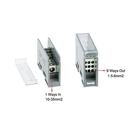 uxcell 1 in 9 Out DIN Rail Terminal Blocks 690V Connectors