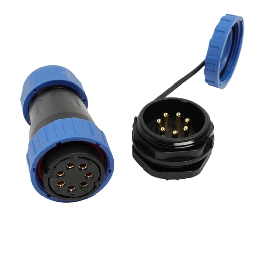 TY28 7 Pin 25A Circular Female Male Plug Socket Connector, Easy Assemble, Screw Crimp Solder-Free for Outdoor Marine Power Device - color: Panel Mount, size: 7 Pin 25A