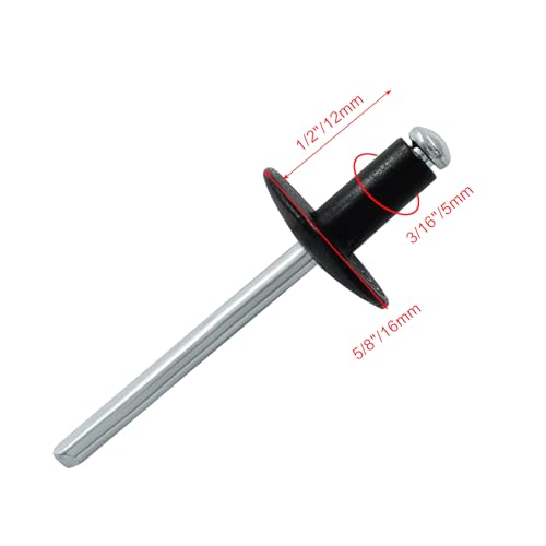 Aluminum Blind Rivets, 3/16" x 1/2", Black, 60 Pcs - color: Black, size: 3/16" x 1/2"