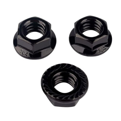 Black 1/4"-20 Serrated Flange Hex Nuts, 304 Stainless Steel 18-8, Coarse Thread UNC, Full Thread, Pack of 20 - color: Black, size: 1/4"-20 (20 Pcs)