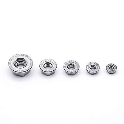 1/2"-13 Serrated Flange Hex Lock Nuts Hexagon Nuts, 304 Stainless Steel 18-8, Full Thread, Coarse Thread UNC, Pack of 10 - size: 1/2"-13