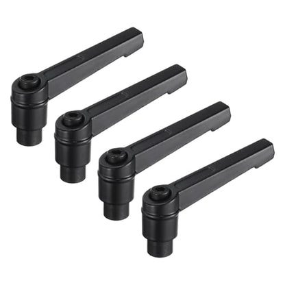 uxcell 4pcs Clamping Lever Adjustable Handles M4 Metric Female Thread Level Handle Hand Knobs Quick Release Black for Lathe Machinery - size: M4