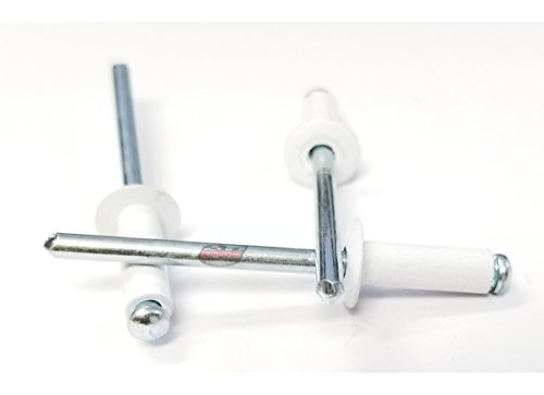 White 3/16" Blind Pop Rivets Aluminum Large Head with Steel Mandrel Fasteners .250 - .375 Grip Range - color: White