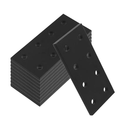 KUMGROT 10 Pcs Black 2020/2040 Series T-Slot Flat Plate Connectors Aluminum - style: 10 Pcs 8 hole Bracket with Bolt Nut
