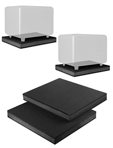 2-Pack for 8''- 10'' Studio Monitor Noise Isolation Pads Subwoofer Platform Speaker Riser 3-Layer Acoustic Stand Foam Stereo Vibration Isolation Stabilizer Base (15.5'' x 13'') - size: Large - for 8-10 inches