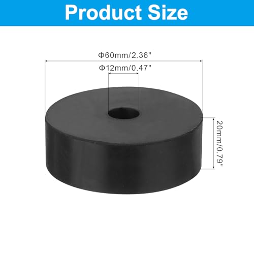 PATIKIL Vibration Isolation Washer 2.4" OD 0.5" ID 0.8" Thick, 4 Pack Rubber Round Anti Mechanical Damping Feet Pads, Black - size: 2.4"x0.5"x0.8"