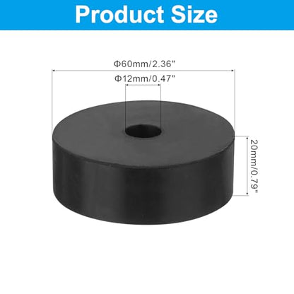PATIKIL Vibration Isolation Washer 2.4" OD 0.5" ID 0.8" Thick, 4 Pack Rubber Round Anti Mechanical Damping Feet Pads, Black - size: 2.4"x0.5"x0.8"