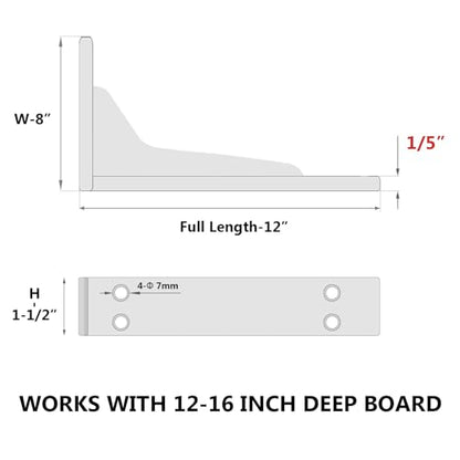 NEODROP 12 Inch Heavy Duty Shelf Brackets, Premium Metal Wall Bracket for Mantel, Countertop Support, Garage Storage Shelves | High Strength Corner Brace | 4-Pack Floating Shelf Hardware - size: 12 Inch, style: 4 Pack