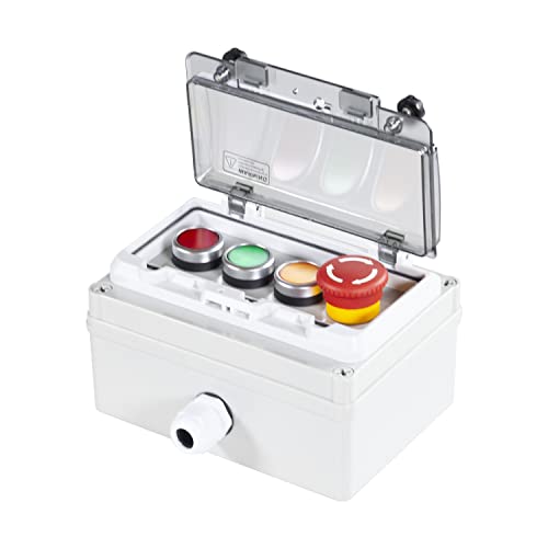 E-Stop Start Stop Jog FWD Rev Switch Push Btn IP67 22mm Control Station - color: Single row red/green/yellow/emergency stop button
