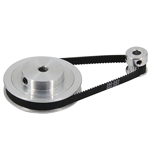 2Kit 2GT Synchronous Wheel 20&80 Teeth 6.35mm Bore Aluminum Timing Pulley with 2pcs Length 250mm Width 6mm Belt (20-80T-6.35B-6) - size: 20-80T-6.35B-6