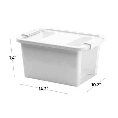 Curver Set of 3 Small VersaBox Plastic Organization and Storage Box with Secure Latching Lid, White - size: Small