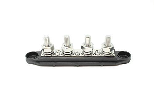 4 Post Power Distribution Block Bus Bar with Cover - Made in The USA - 250 Amp Rating - Marine, Automotive, and Solar Wiring (5/16" - Black) - size: 5/16" - Black