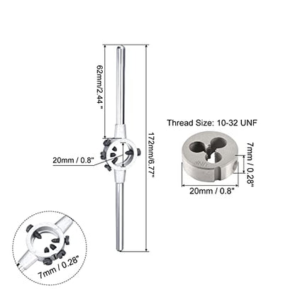uxcell 10-32 UNF Round Dies Machine Thread Threading Dies 0.8" OD, Die Stock Handle Wrench 20mm Dia M4.5-M6 Metric Round Die Holder