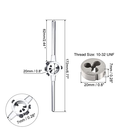 uxcell 10-32 UNF Round Dies Machine Thread Threading Dies 0.8" OD, Die Stock Handle Wrench 20mm Dia M4.5-M6 Metric Round Die Holder