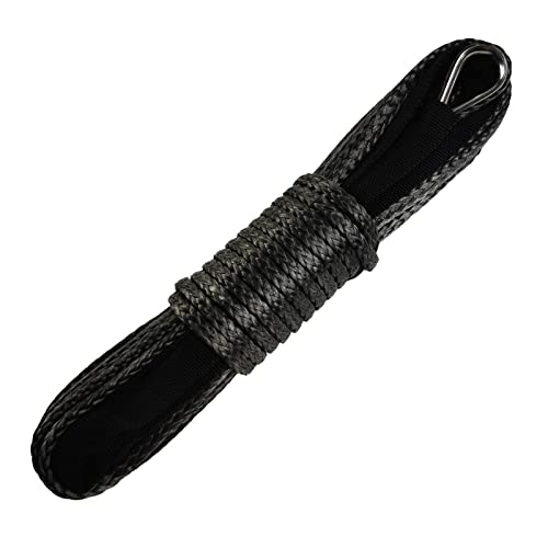 TOUGH 1/4" x 50 ft 10,000LBs Synthetic Winch Line Cable Rope with Black Protecing Sleeve for ATV UTV Winches Truck Boat (Gray, 1/4" x 50 ft) - color: GRAY